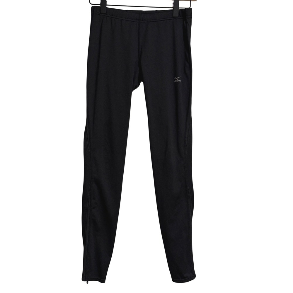Mizuno Womens Black Running Tights Ankle Zip Athletic Leggings Small